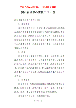 实训管理中心主任工作计划.docx