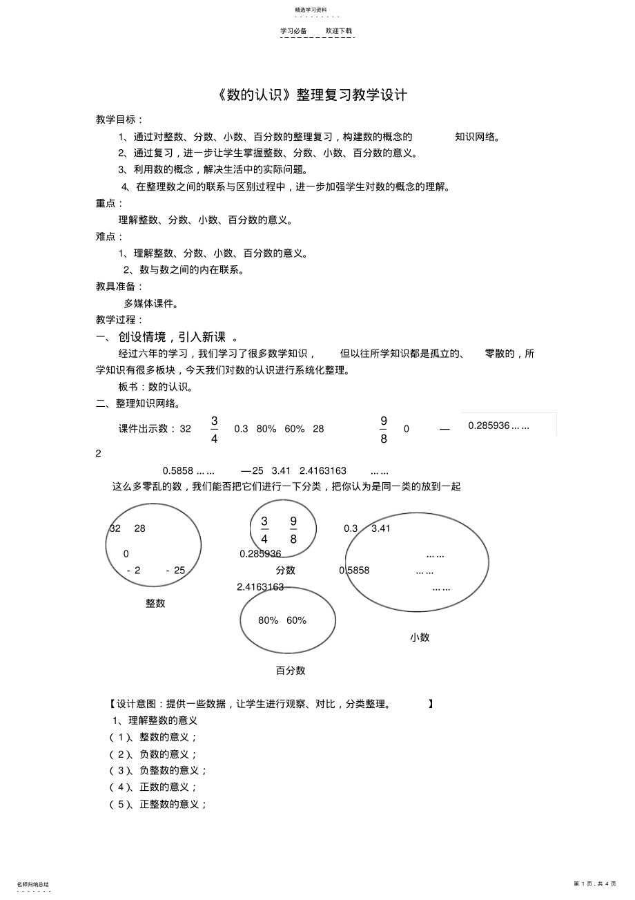 2022年六年级下册《数的认识》整理复习 .pdf_第1页