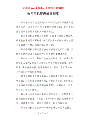 公司司机管理规章制度.docx