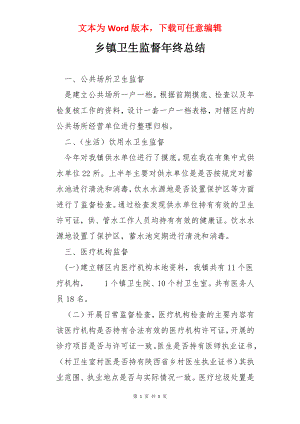 乡镇卫生监督年终总结.docx