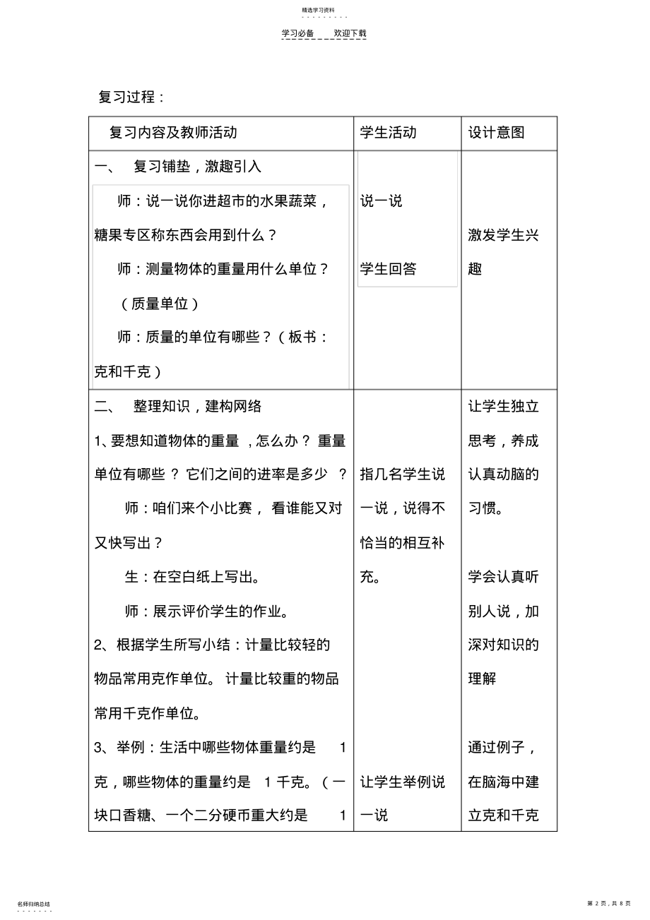 2022年克和千克整理与复习教学设计 .pdf_第2页