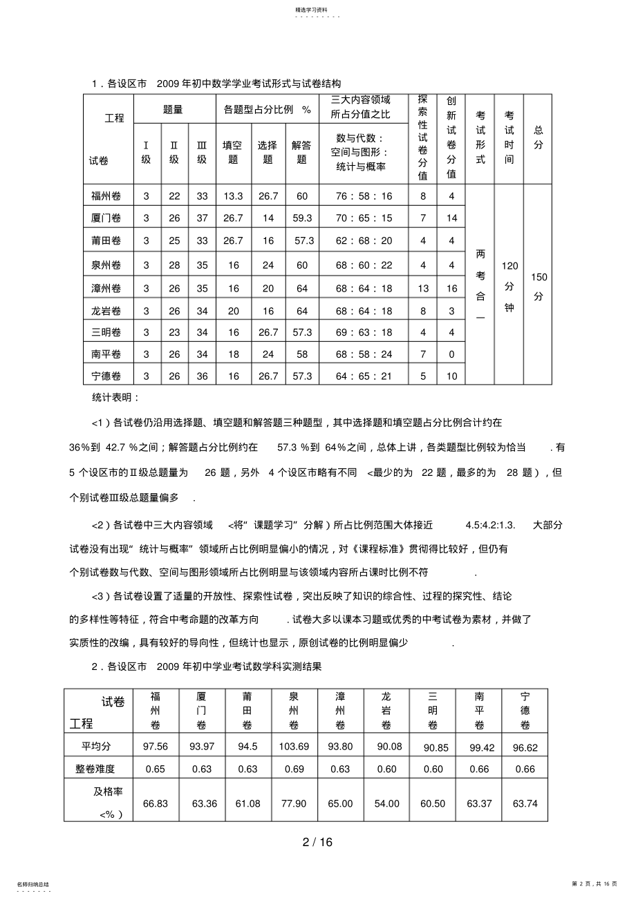 2022年福建省数学学科初中学业考试评价分析方案 .pdf_第2页