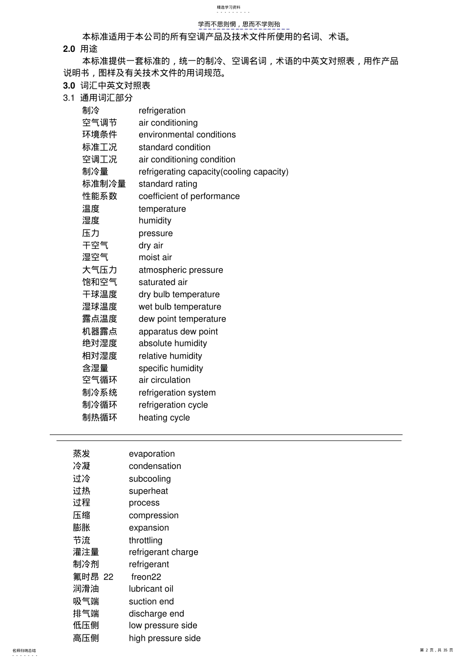 2022年空调制冷词汇中英文对照表gree .pdf_第2页