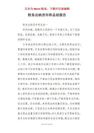 财务出纳员年终总结报告.docx