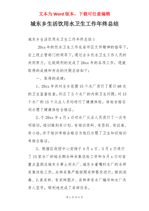 城东乡生活饮用水卫生工作年终总结.docx