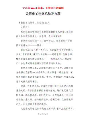 公司员工年终总结发言稿.docx