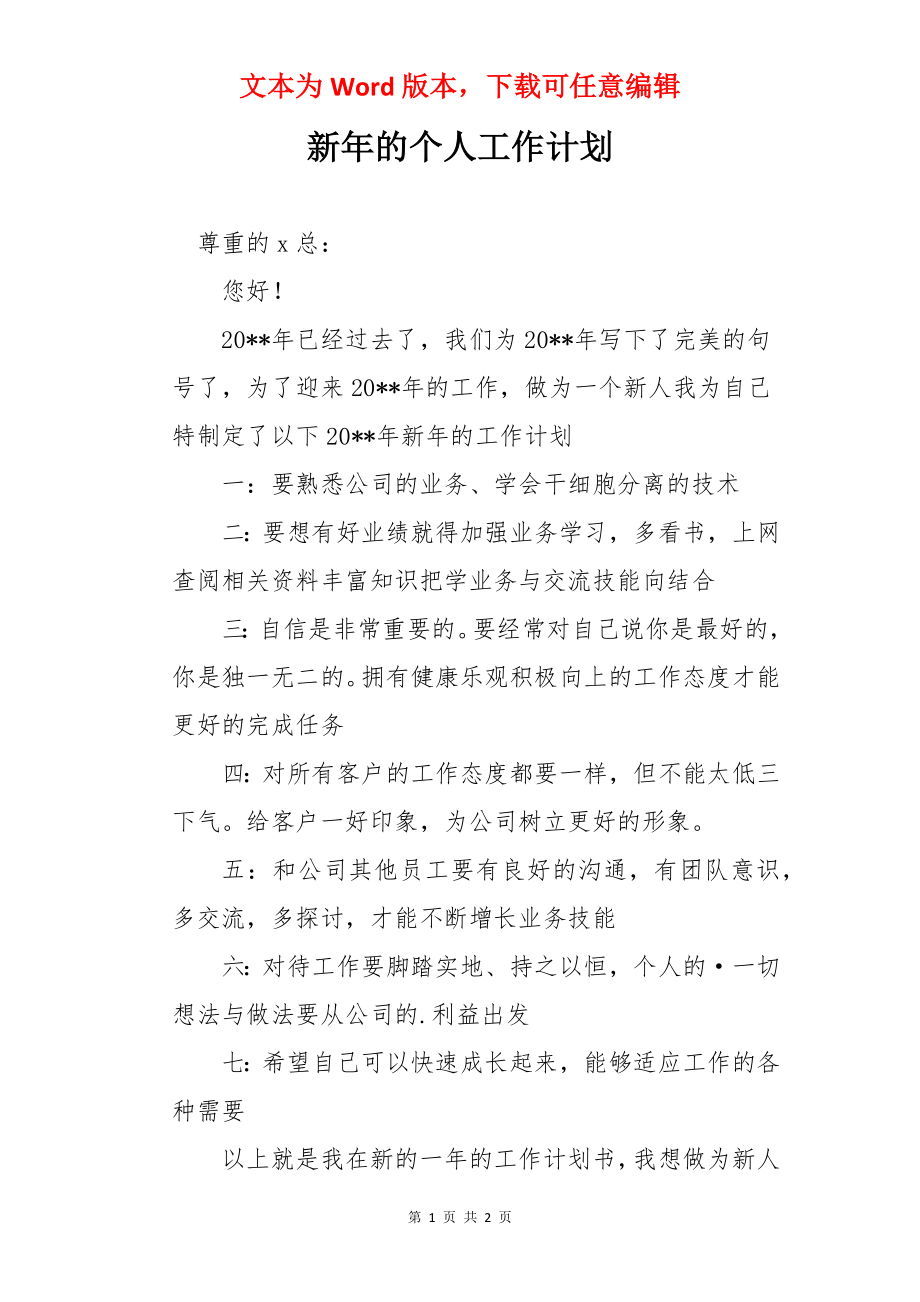 新年的个人工作计划.docx_第1页