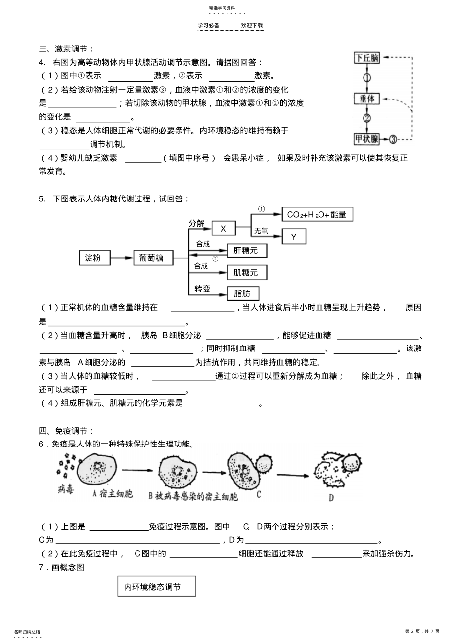 2022年人教版江苏宝应画川高中高二生物必修三期末复习典型简答题汇编 .pdf_第2页