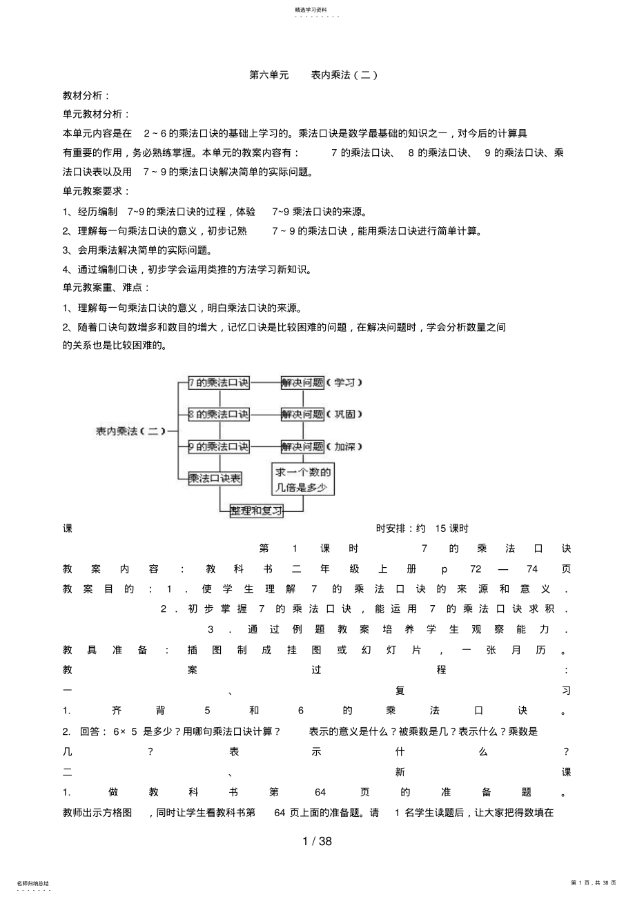 2022年第六单元表内乘法教学设计 .pdf_第1页