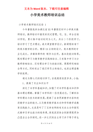 小学美术教师培训总结.docx