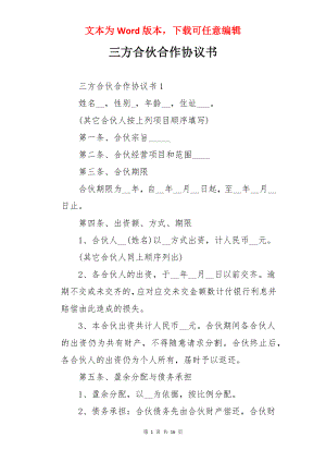 三方合伙合作协议书.docx