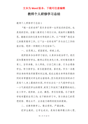 教师个人研修学习总结.docx