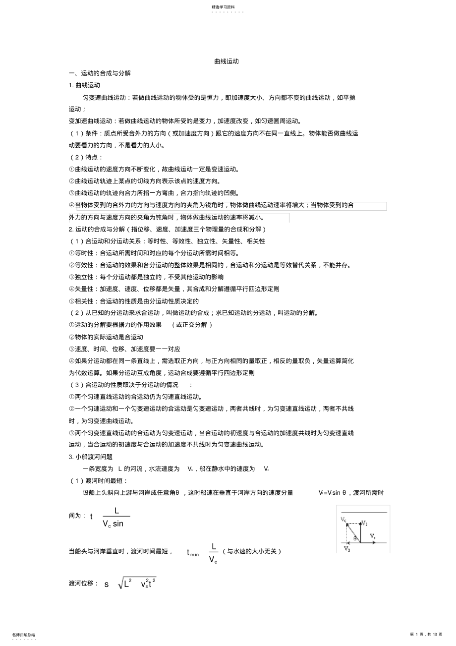 2022年人教版高一物理必修二知识点全套 2.pdf_第1页