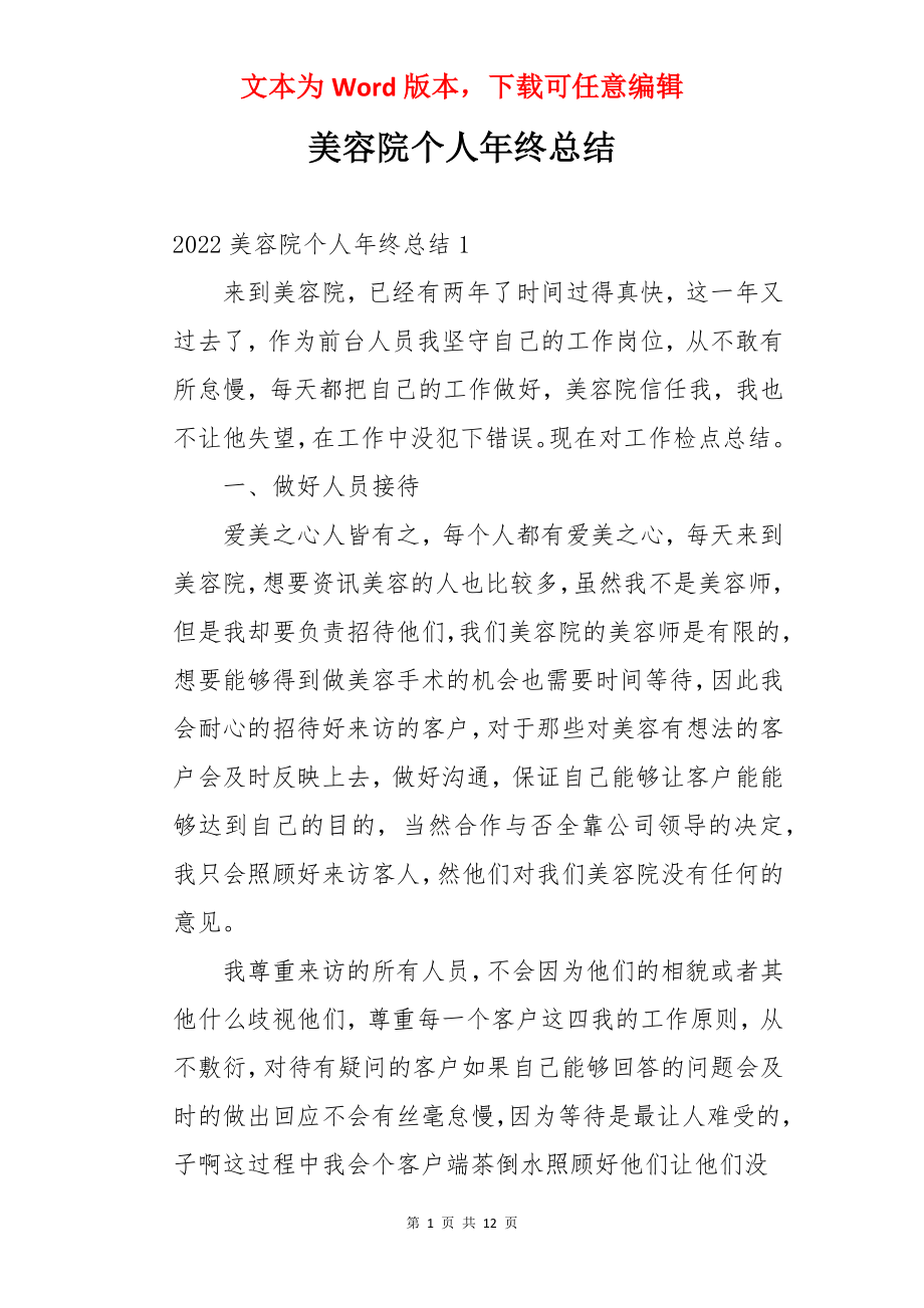 美容院个人年终总结.docx_第1页