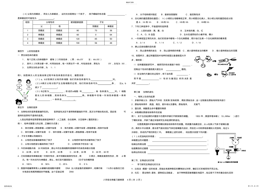 2022年人教版生物八年级下册复习提纲 .pdf_第2页