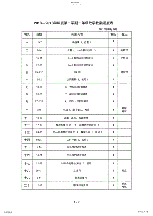 2022年第一学期小学数学进度表 .pdf