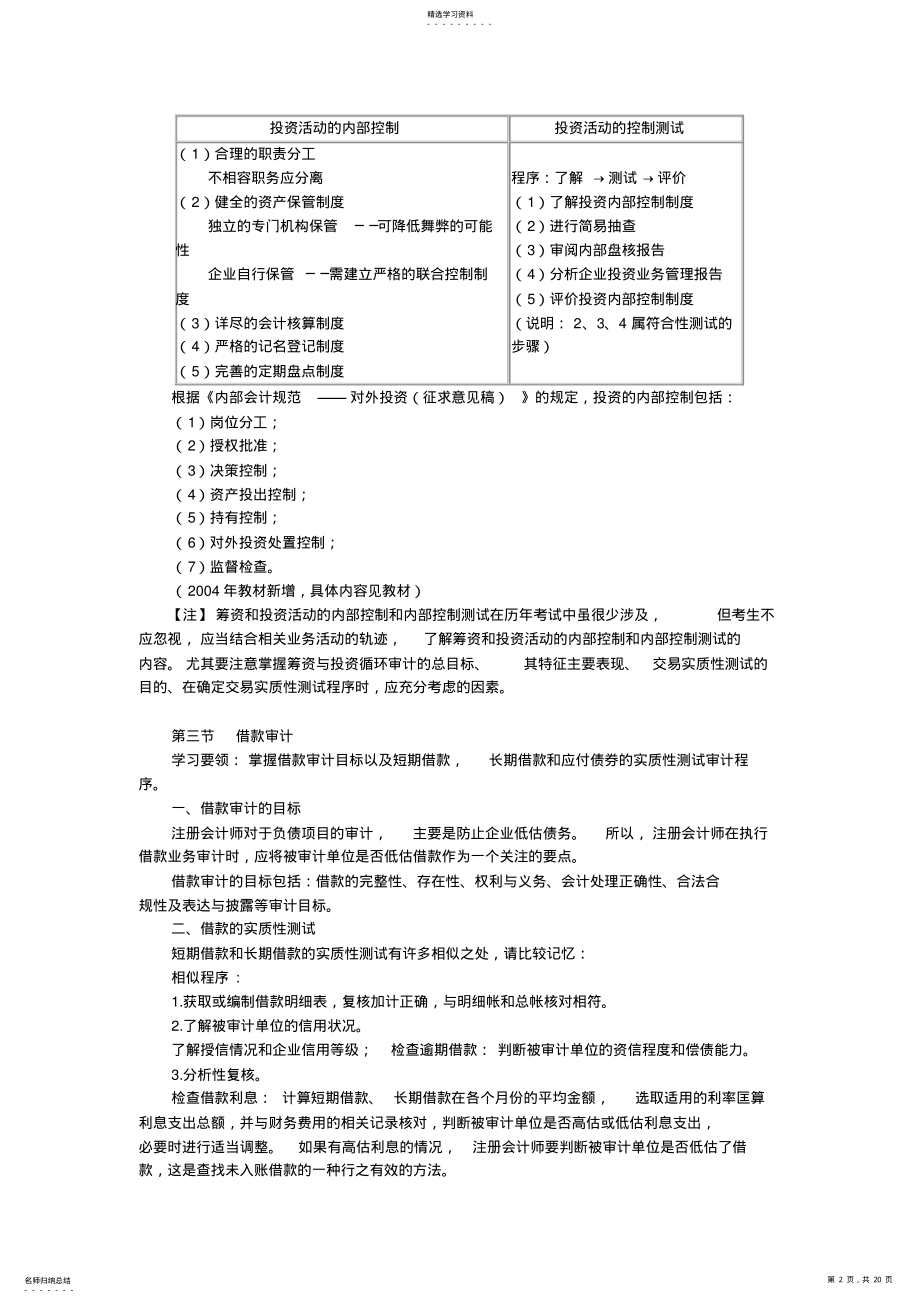 2022年筹资与投资循环审计知识讲解 .pdf_第2页