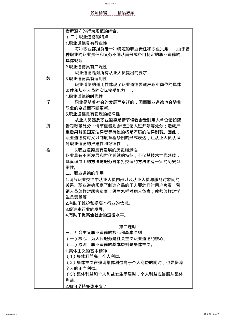 2022年第三单元职业道德训练养成教案 .pdf_第2页