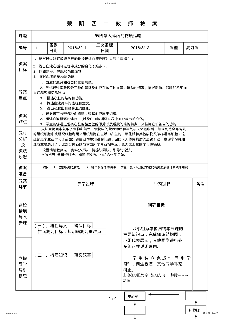 2022年第四章人体内物质的运输 .pdf_第1页