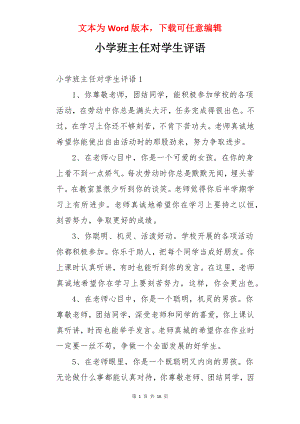 小学班主任对学生评语.docx