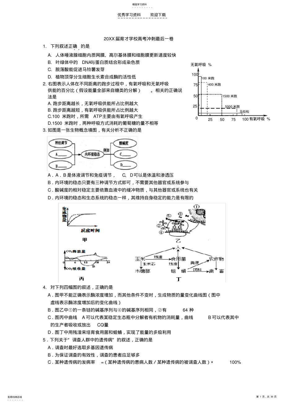 2022年福建省高考各市各校生物模拟试题. .pdf_第1页