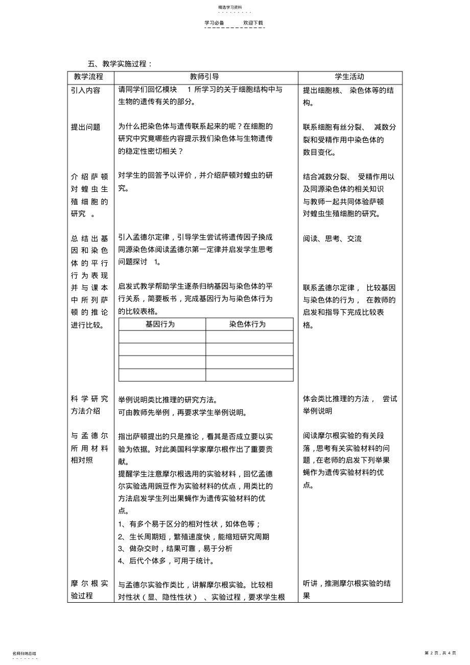 2022年人教版教学教案基因在染色体上 .pdf_第2页