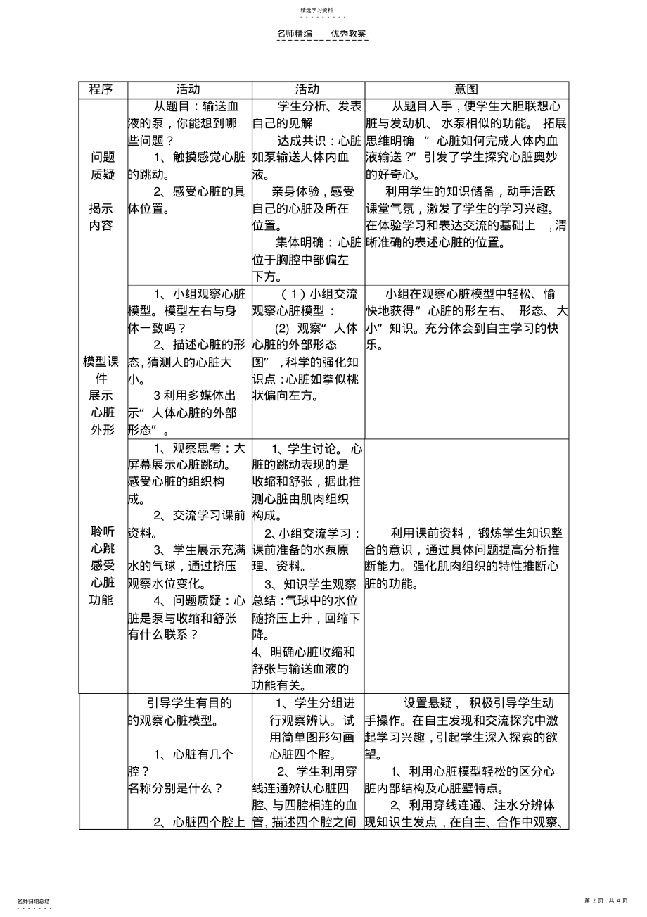 2022年第三节输送血液的泵──心脏教案教学设计案例 2.pdf_第2页