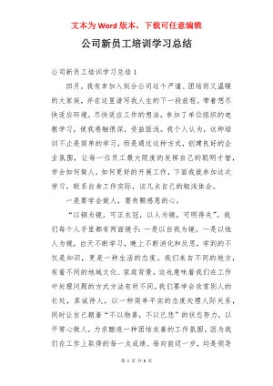 公司新员工培训学习总结.docx