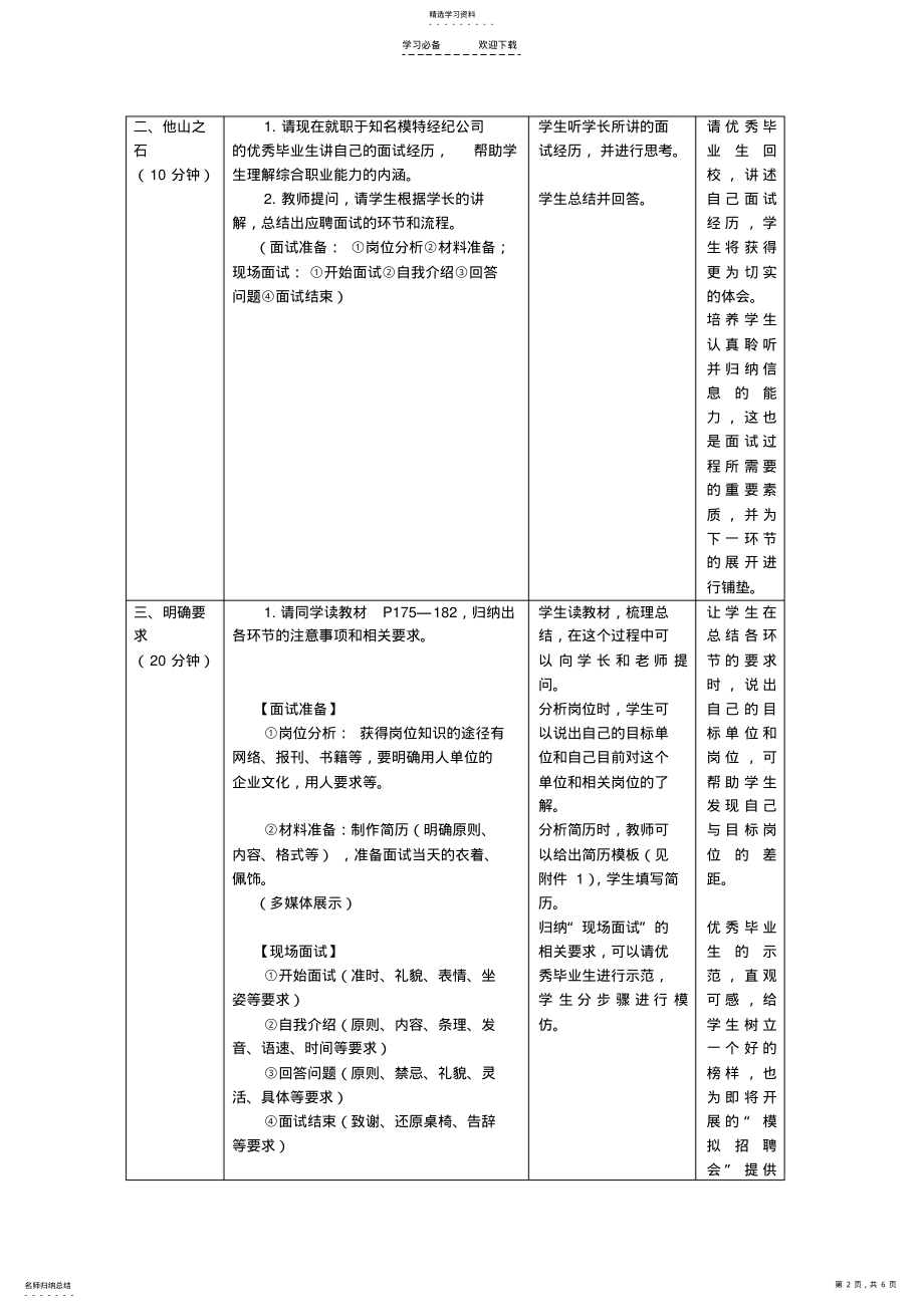 2022年第六板块《综合实践活动模拟应聘活动》教学设计 .pdf_第2页