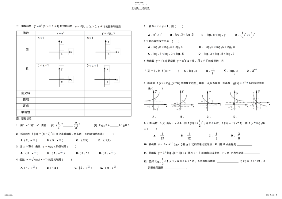 2022年第二章基本初等函数总结复习课学案 .pdf_第2页