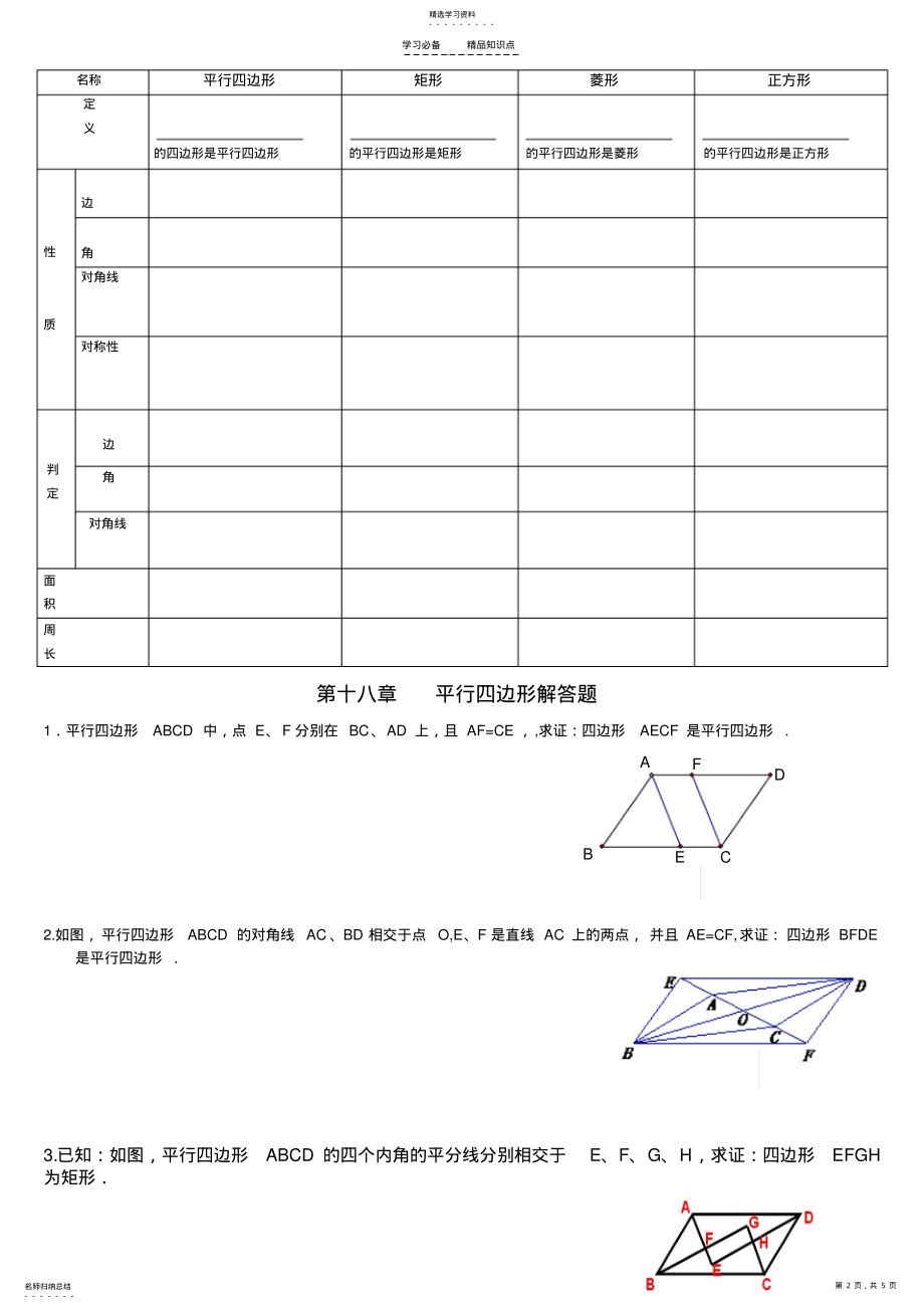 2022年第十八章---平行四边形知识点复习总结 .pdf_第2页