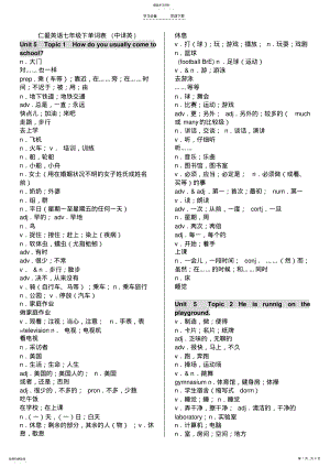 2022年仁爱英语七年级下册单词表5 .pdf