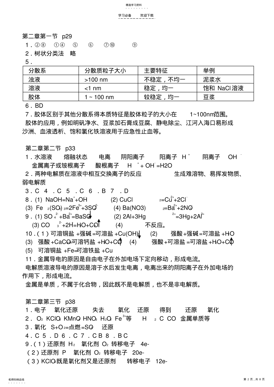 2022年人教版高一化学必修一课后习题标准化学式答案 .pdf_第2页