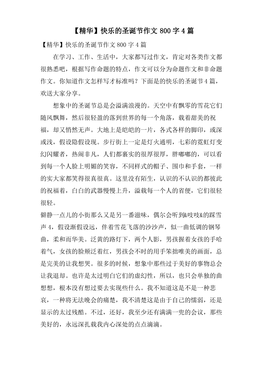 快乐的圣诞节作文800字4篇.pdf_第1页