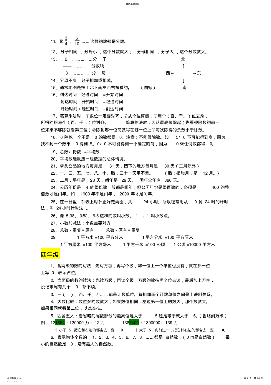 2022年人教版数学一至六年级概念和公式 .pdf_第2页