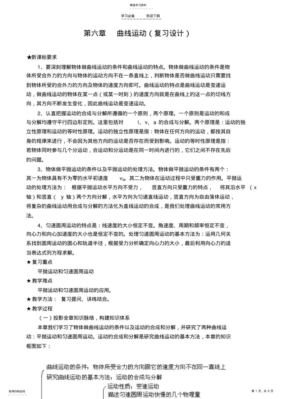 2022年第六章曲线运动复习教案设计 .pdf_第1页