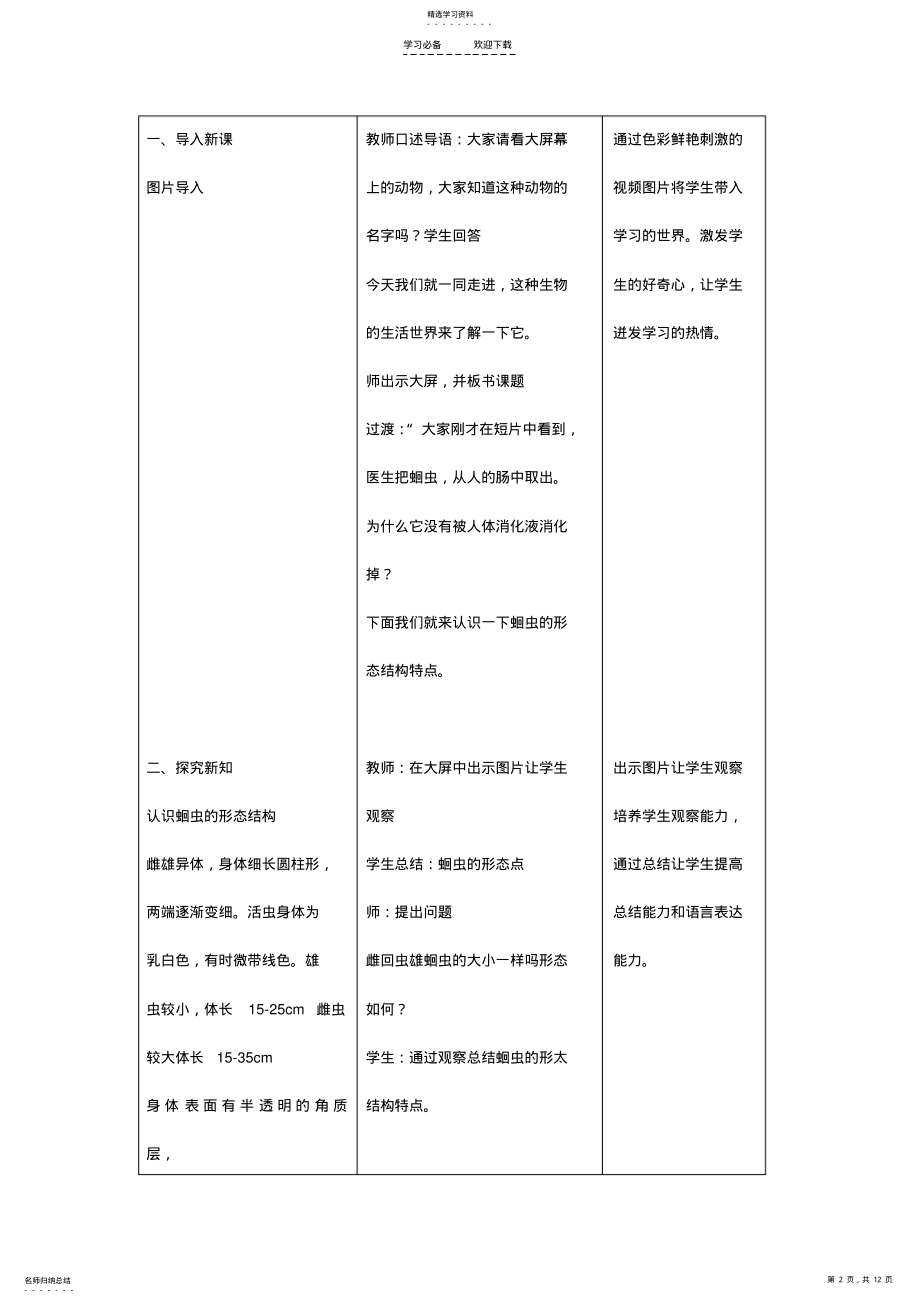 2022年第二节线形动物和环节动物教学设计 .pdf_第2页