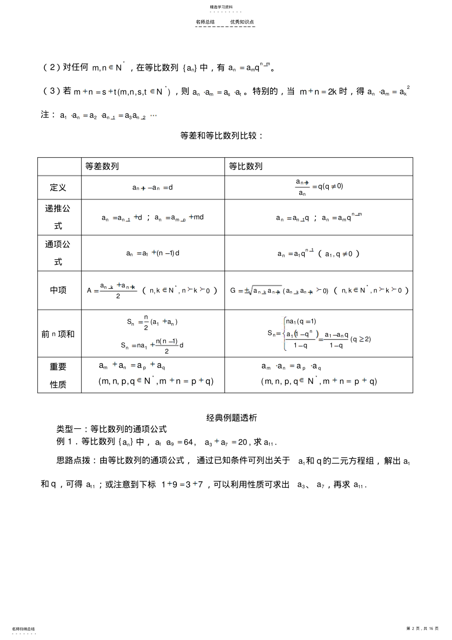 2022年等比数列知识点总结与典型例题+答案 2.pdf_第2页