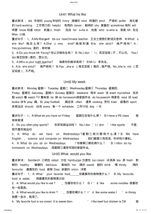 2022年人教版小学五年级英语上册复习重点知识 .pdf