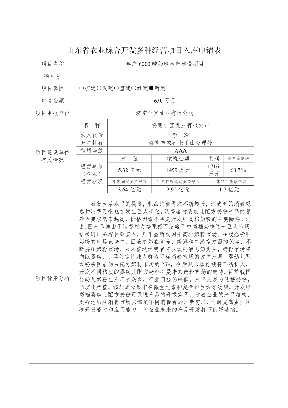 商业计划书和可行性报告吕　农业开发多种经营入库申请表.doc_第1页