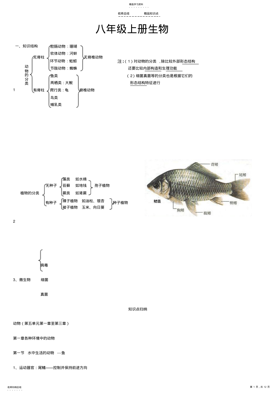 2022年八年级生物上册知识点总结 2.pdf_第1页