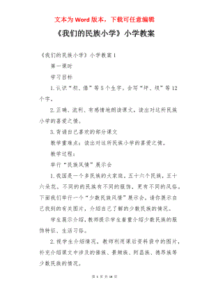 《我们的民族小学》小学教案.docx