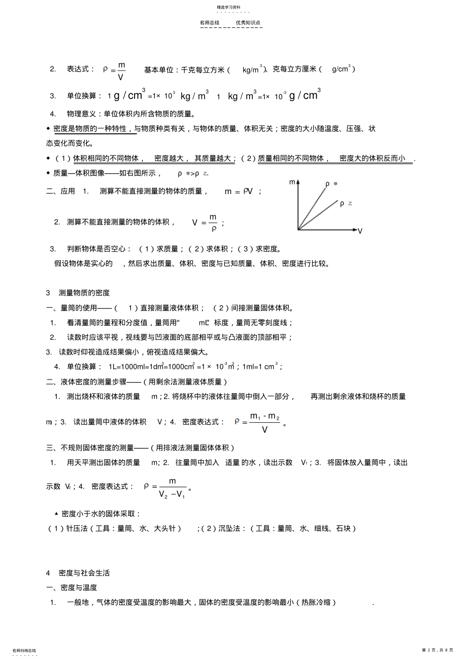 2022年八年级物理质量与密度知识点练习 .pdf_第2页