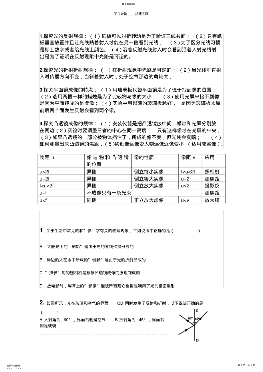 2022年八年级物理光学复习内容 .pdf_第2页