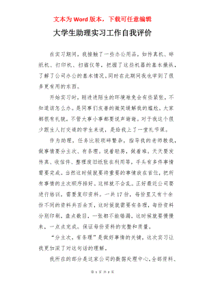 大学生助理实习工作自我评价.docx