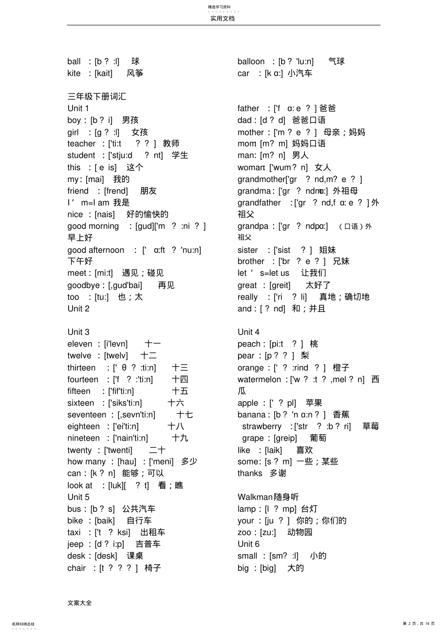 2022年人教版小学英语单词汇总情况 .pdf_第2页