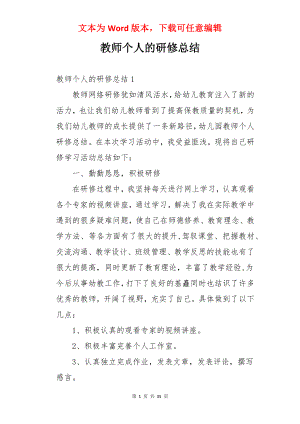 教师个人的研修总结.docx