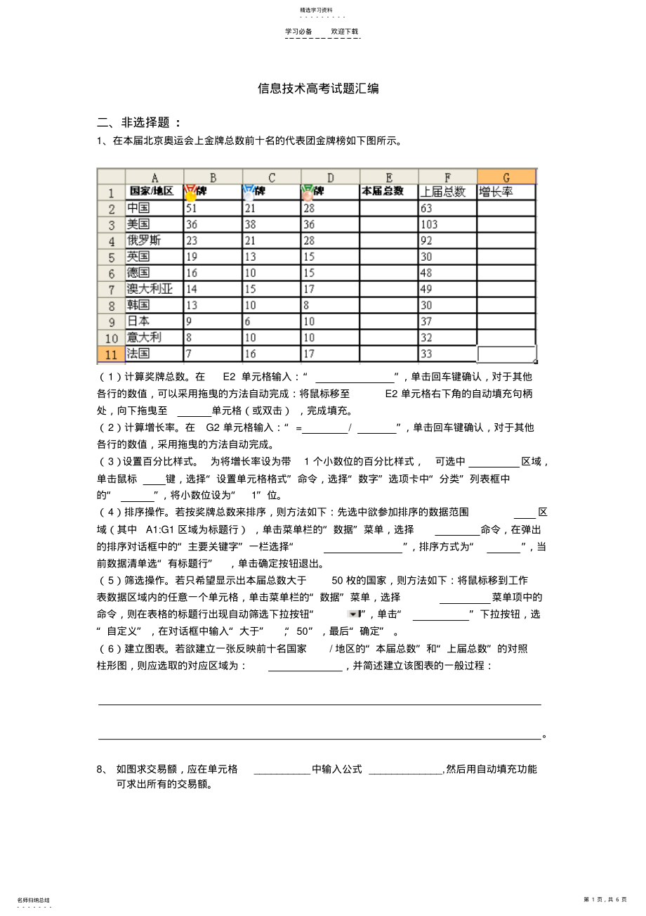 2022年信息技术高考试题主观题汇编 .pdf_第1页