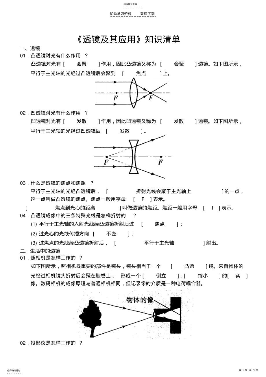 2022年八年级物理透镜及其应用复习方略 .pdf_第1页