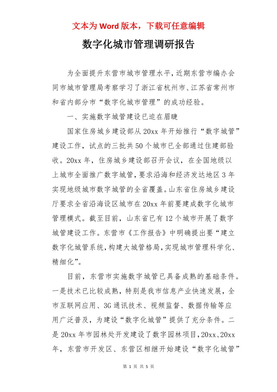 数字化城市管理调研报告.docx_第1页